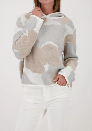 Monari Cloud Hooded Knit Sweater, Grey Multi
