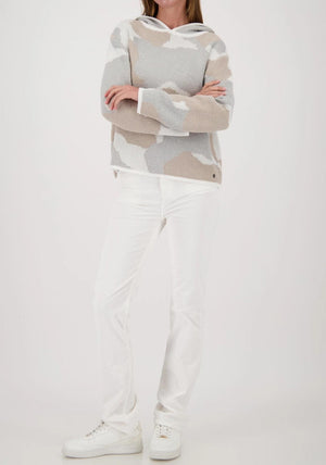 Monari Cloud Hooded Knit Sweater, Grey Multi