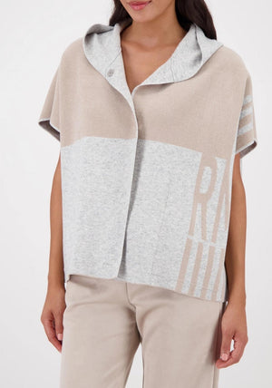 Monari Colour Block Knit Cape, Grey Multi