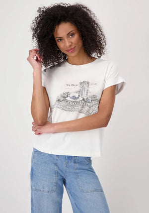 Monari Embellished Cowboy Print T Shirt, White