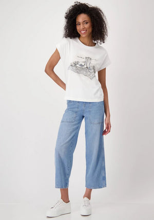 Monari Embellished Cowboy Print T Shirt, White