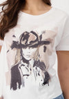 Monari Cowgirl Print T-Shirt, Off White & Blue
