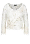 Monari Sequin Crochet Knit Jumper. White and Beige