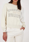 Monari Colour Block Rhinestone Sweater, Cream and White