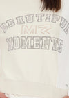 Monari Colour Block Rhinestone Sweater, Cream and White