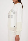 Monari Colour Block Rhinestone Sweater, Cream and White
