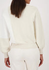 Monari Colour Block Rhinestone Sweater, Cream and White