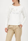Monari Embellished Slogan Top, White