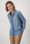 Monari Floral Embroidered Denim Shirt, Blue