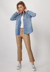 Monari Floral Embroidered Denim Shirt, Blue