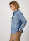 Monari Floral Embroidered Denim Shirt, Blue