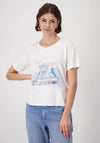 Monari Fashion Print T-Shirt, Off White & Blue