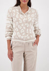Monari Fluffy Leopard Print Cardigan, Off White