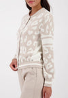 Monari Fluffy Leopard Print Cardigan, Off White
