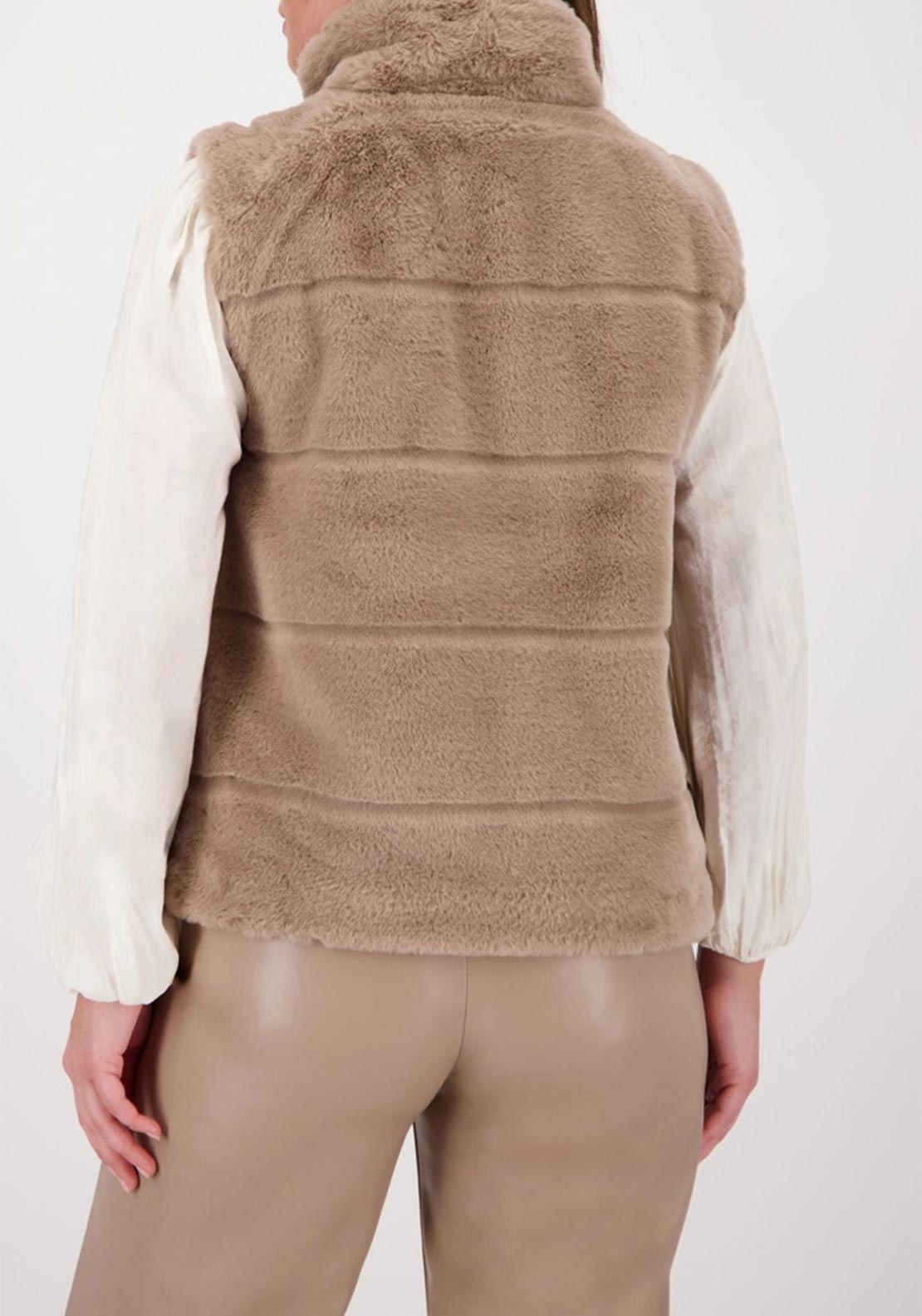 Monari Faux Fur Buttoned Gilet, Brown