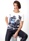 Monari English Garden Print T-Shirt, Off White & Navy