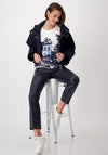 Monari English Garden Print T-Shirt, Off White & Navy