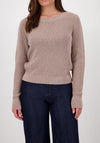 Monari Glitter Knit Round Neck Jumper, Brown
