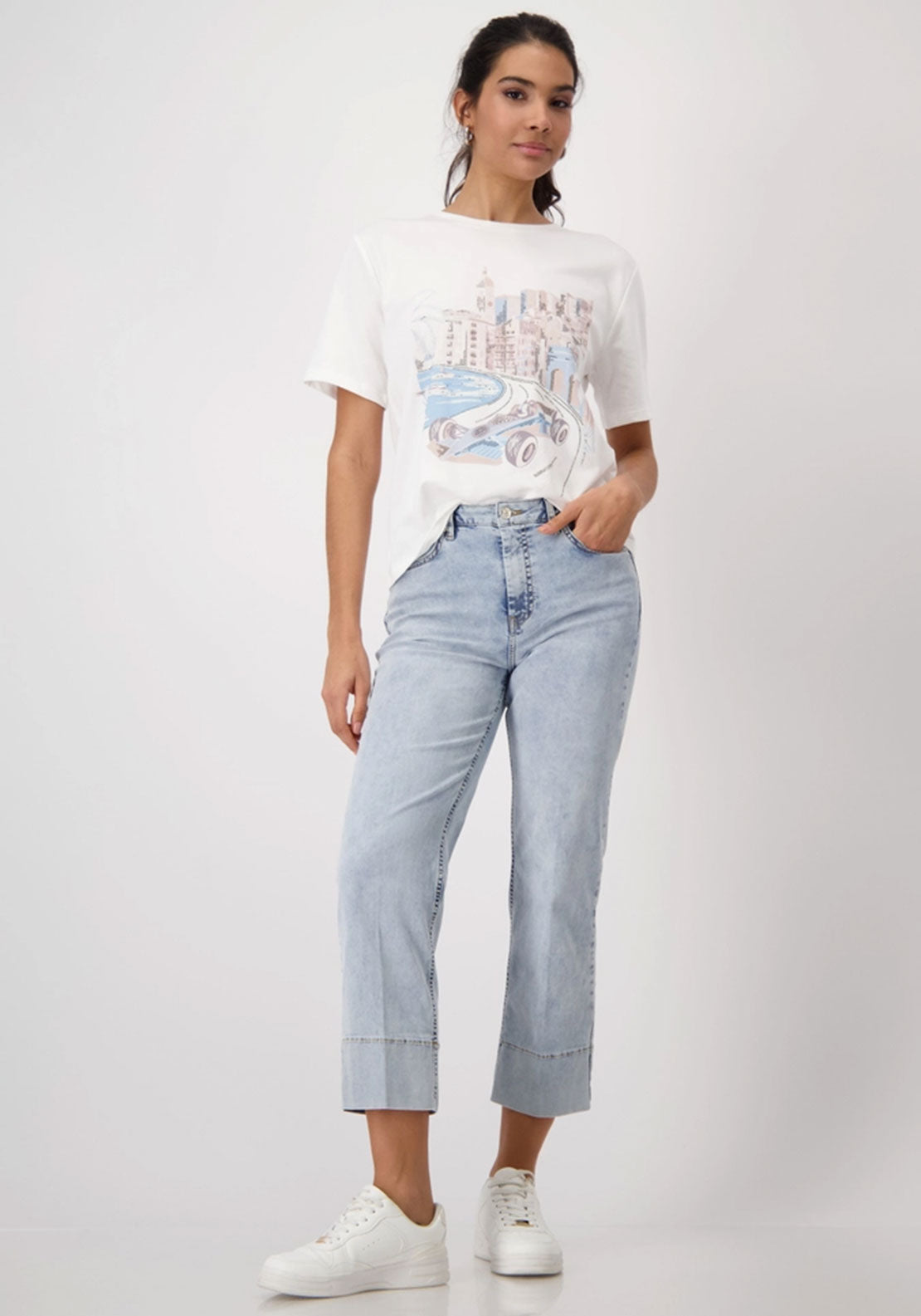 Monari Embellished Graphic T Shirt, White