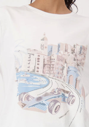 Monari Embellished Graphic T Shirt, White