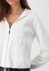Monari Diamante Detail Hooded Knit Jacket, Off White