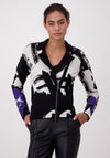 Monari Abstract Print Lapel Collar Short Jacket, Black