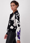 Monari Abstract Print Lapel Collar Short Jacket, Black