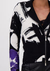 Monari Abstract Print Lapel Collar Short Jacket, Black