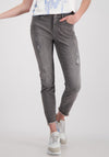 Monari Frayed Rhinestone Embellished Skinny Jeans, Grey