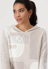 Monari Embellished Knit Hoodie, Beige and White