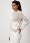 Monari Embellished Knit Hoodie, Beige and White