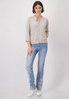 Monari Glitter Zipped Knit Cardigan, Beige