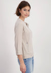Monari Glitter Zipped Knit Cardigan, Beige
