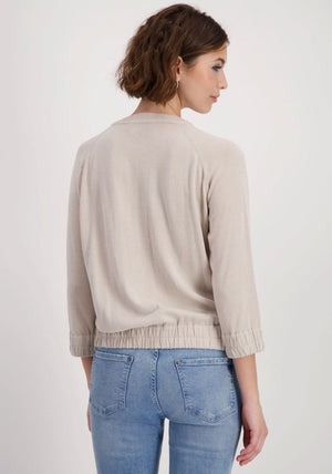 Monari Glitter Zipped Knit Cardigan, Beige