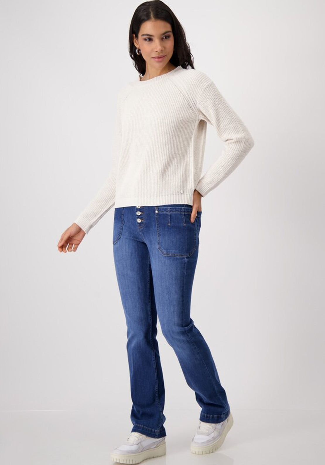 Monari Summer Chenille Knitted Jumper, Light Beige