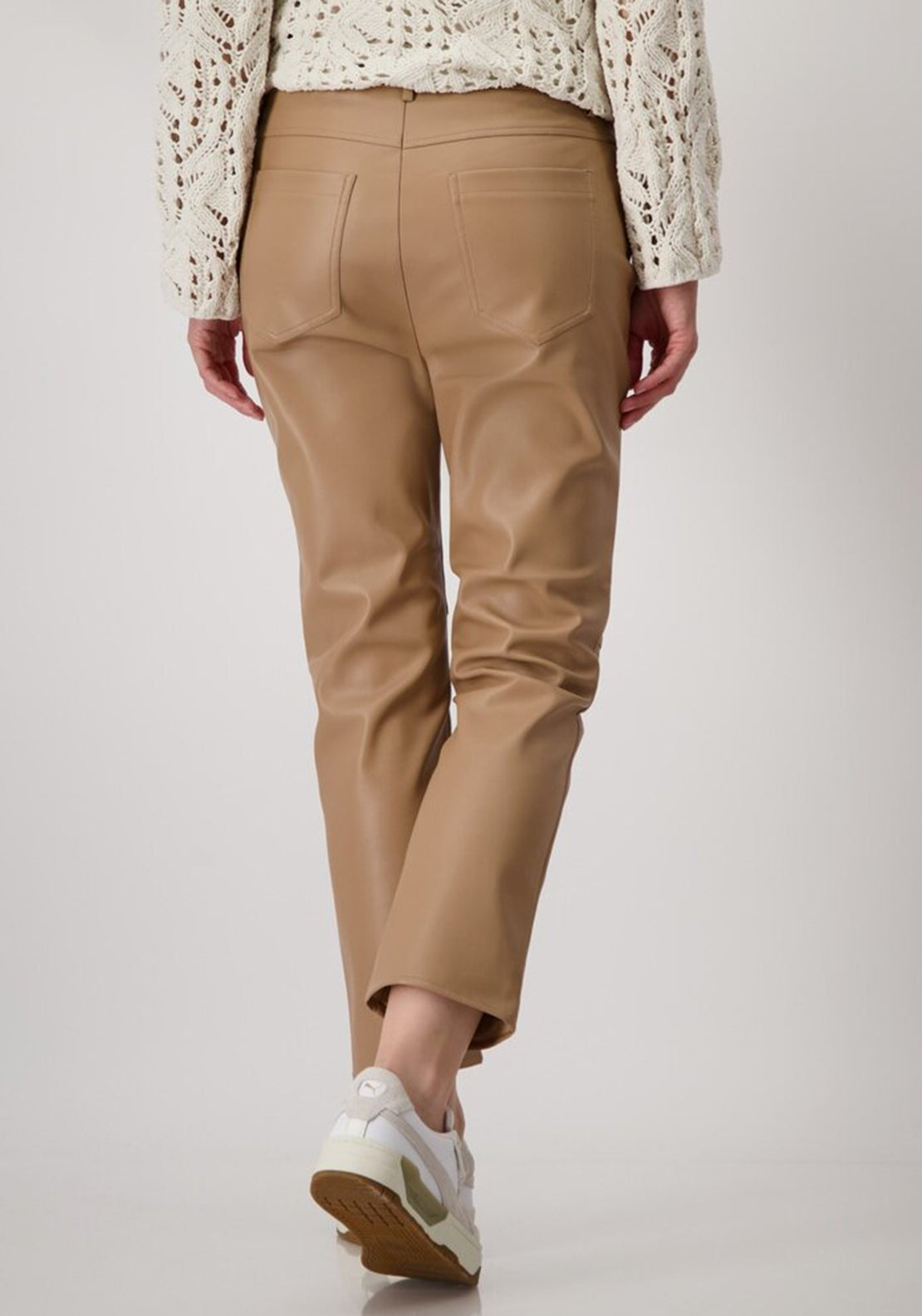 Monari Straight Leg Faux Leather Trousers, Tan
