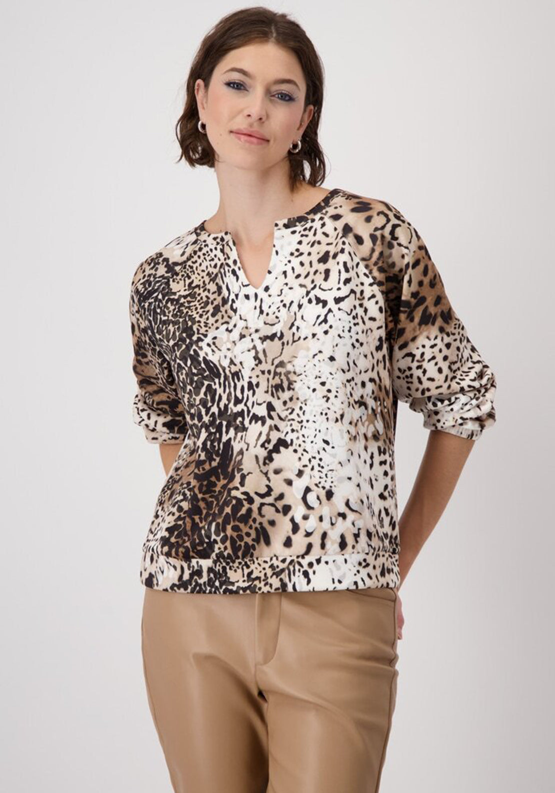 Monari Leopard Print Sweatshirt, Beige Multi
