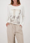 Monari Long Sleeve Atelier Print Top, Off White