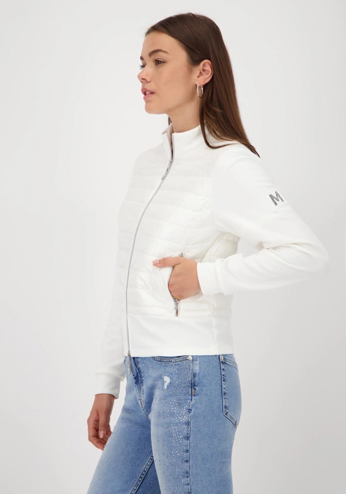 Monari Contrast Sleeves Quilted Jacket, White