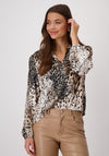 Monari Satin Leopard Print Blouse, Beige Multi