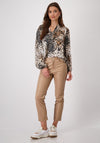 Monari Satin Leopard Print Blouse, Beige Multi