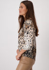 Monari Satin Leopard Print Blouse, Beige Multi