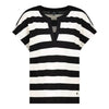 Monari Striped Short Sleeve Top, Black and Cream