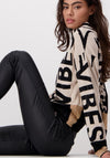 Monari Embellished Text Print Sweater, Beige