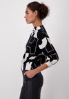 Monari Letter Print Rhinestone Embellished Sweater, Black & White