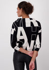 Monari Letter Print Rhinestone Embellished Sweater, Black & White
