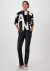 Monari Letter Print Rhinestone Embellished Sweater, Black & White
