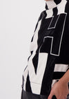 Monari Letter Print Rhinestone Embellished Sweater, Black & White