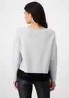 Monari Colour Block Rhinestone Text Sweater, Grey