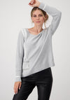 Monari Rhinestone Pocket Rice Grain Sweater, Grey